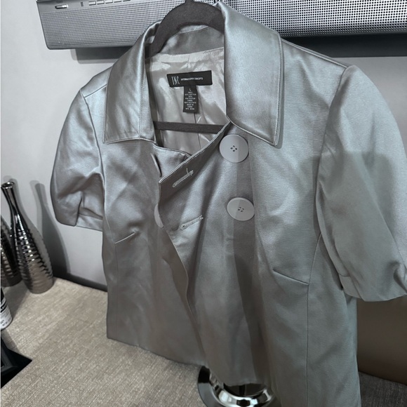 INC International Concepts’ Women’s L Silver Short Sleeve Double Breasted Jacket - Picture 8 of 9